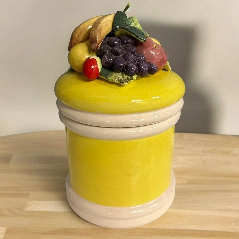 Vtg Seymour Mann Large 8” Ceramic Fruit Biscuit Jar Canister Pottery Japan‎